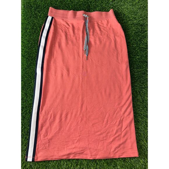 Tommy Hilfiger Women's M Coral Pink Midi Pencil Skirt With Side Stripes - Picture 1 of 4